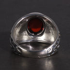 🔥 Spiritual Abacus 925 Sterling Silver Vintage Garnet Ring – Men's Natural Stone Flower Engraved Statement Jewelry