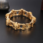 Spiritual Abacus Titanium Gold Buddha Bike Chain Bracelet for Men
