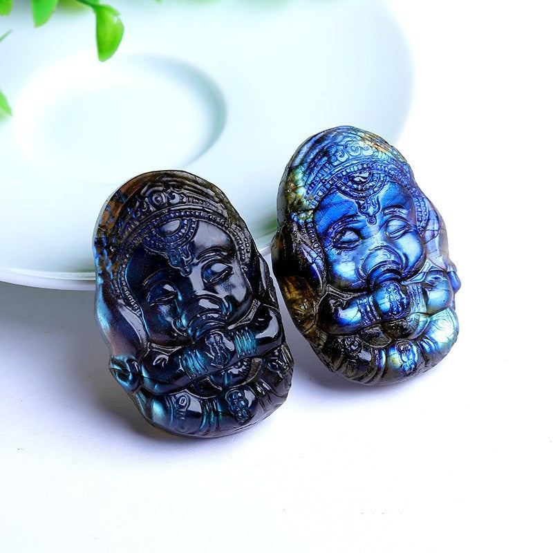 Spiritual Abacus Natural Labradorite Raw Crystal Blue Light Elephant Baby Pendant & Ornament