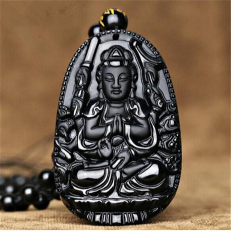 Spiritual Abacus Obsidian Buddha Pendant | Protection and Grounding Crystal Necklace