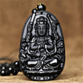 Spiritual Abacus Obsidian Buddha Pendant | Protection and Grounding Crystal Necklace
