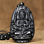 Spiritual Abacus Obsidian Buddha Pendant | Protection and Grounding Crystal Necklace