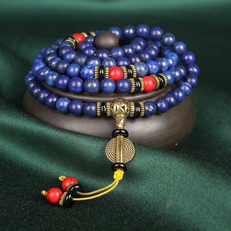 Spiritual Abacus Natural 5A Imperial Lapis Lazuli 108 Beads Bracelet | Healing Crystal Mala