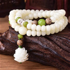 Spiritual Abacus 108 Bodhi Root Lotus Mala Bracelet