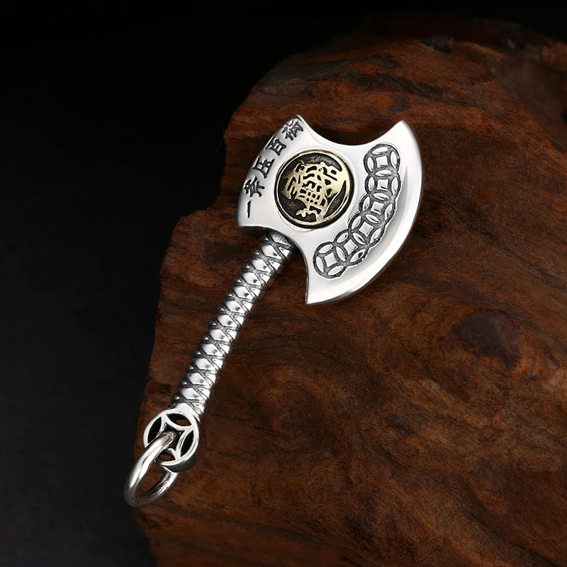 Spiritual Abacus 925 Sterling Silver Money Axe Pendant – Single Axe to Ward Off a Hundred Calamities