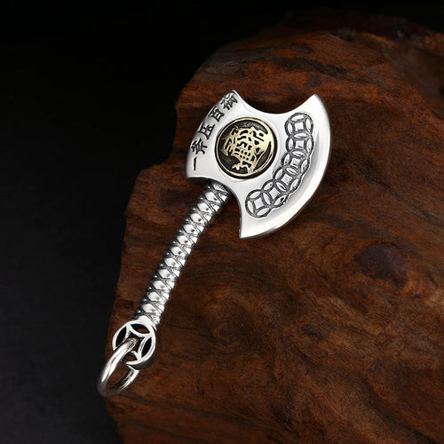 Spiritual Abacus 925 Sterling Silver Money Axe Pendant – Single Axe to Ward Off a Hundred Calamities