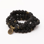 Spiritual Abacus 108 Lava Rock Mala Bracelet – Buddha & Lotus Charm Necklace for Men & Women