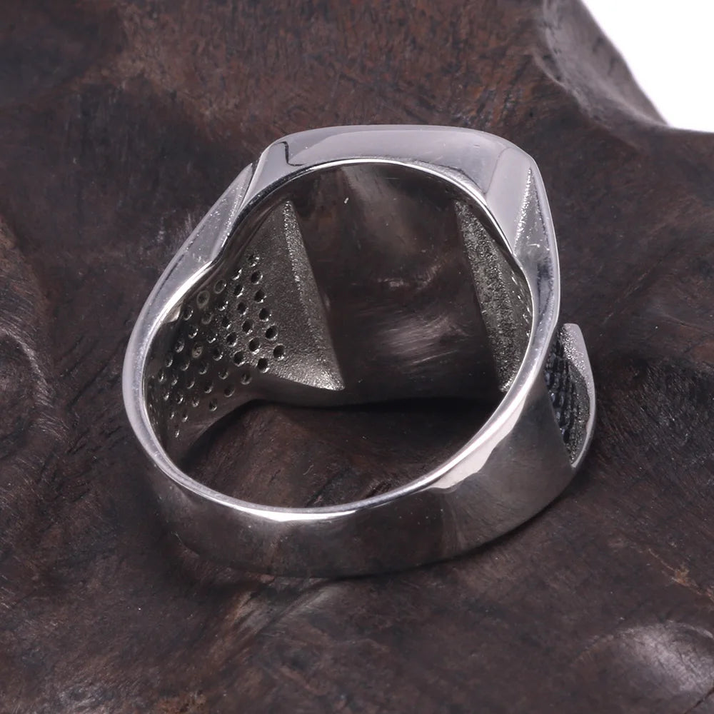 Guaranteed 925 Sterling Silver Rings Antique Turkish Ring Jewellery for Men with Square Black Natural Stones Simple Design