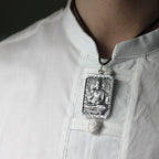Spiritual Abacus Retro Thai Silver Square Natal Buddha Pendant