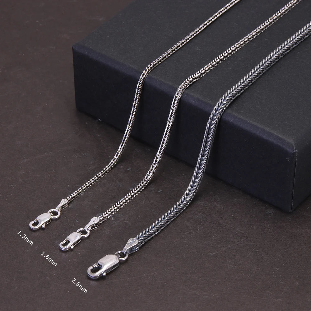 🔗 Spiritual Abacus 925 Sterling Silver Foxtail Chain Necklace – Unisex Vintage Thai Silver Style