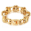 Spiritual Abacus Titanium Gold Buddha Bike Chain Bracelet for Men
