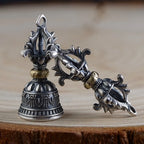 Spiritual Abacus 🕉️ S925 Pure Thai Silver Vajra & Bell Pendant – Ancient Buddhist Symbolism for Men