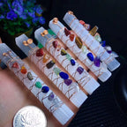🌟 Chakra Healing Crystal Wand – Raw Selenite with Wire-Wrapped Chakra Stones Spiritual Energy Stick for Meditation, Reiki & Yoga by Spiritual Abacus