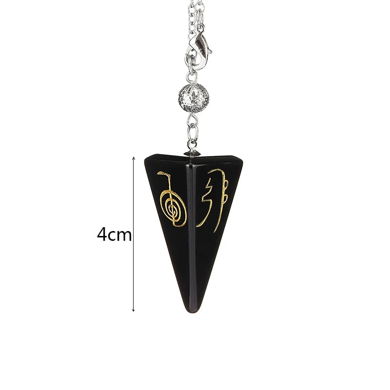 Spiritual Abacus Obsidian Carved Pendulum Pyramid