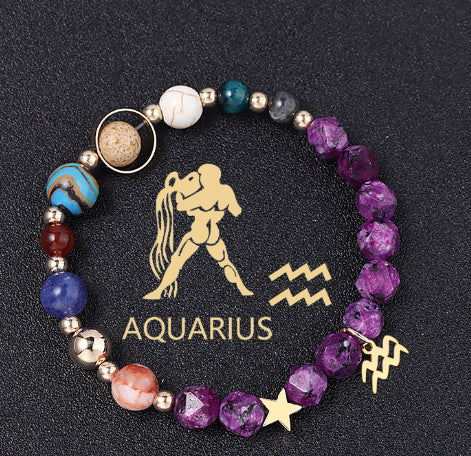 Spiritual Abacus Twelve Constellations Natural Stone Bracelet with Eight Planets