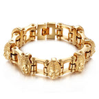 Spiritual Abacus Titanium Gold Buddha Bike Chain Bracelet for Men