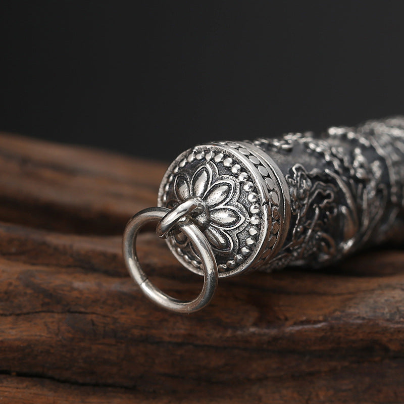 Spiritual Abacus S925 Sterling Silver Tenglong Pattern Buddha Pendant