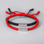 Tibetan Buddhist Hand Braided Knots Budda Thread Bracelet Women Men Carved OM Mani Padme Hum Charm Bracelets Jewelry