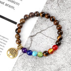 🌈 Spiritual Abacus 7 Chakra Tree of Life Bracelet Natural Stone Reiki Beads