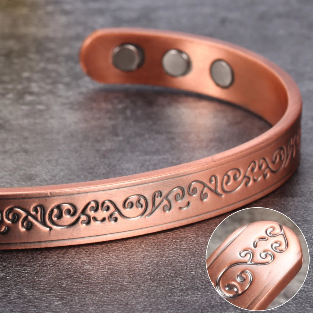 🧲 Spiritual Abacus Pure Copper Magnetic Bracelet – Adjustable Cuff for Arthritis Pain Relief