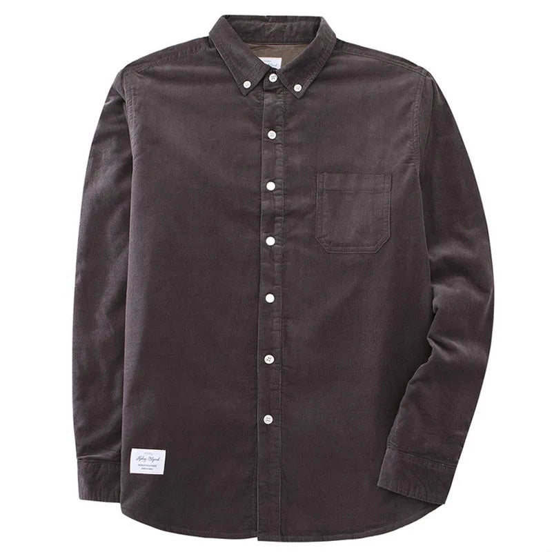 Spiritual Abacus™ Men’s Corduroy Thermal Shirt – Thick Fleece-Lined Cotton Long Sleeve Winter Top