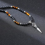 🗡️ Spiritual Abacus Tibetan Phurba Kilaya Necklace Tiger’s Eye & Lava Stone Necklace