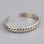 Spiritual Abacus™ Retro Oval Pattern Open Bracelet – Minimalist Silver-Tone Cuff for Women & Men