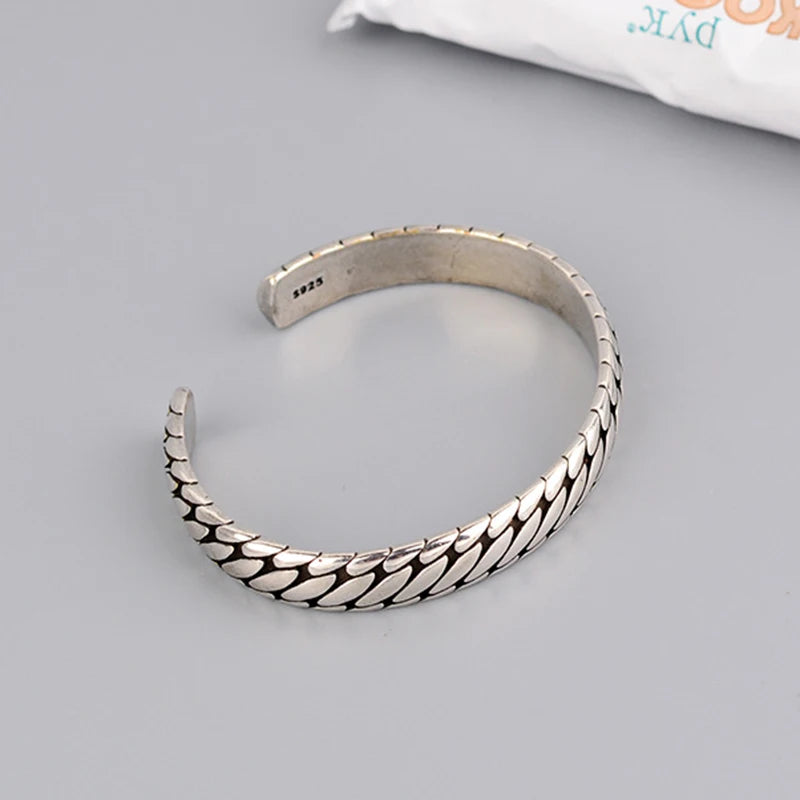 Spiritual Abacus™ Retro Oval Pattern Open Bracelet – Minimalist Silver-Tone Cuff for Women & Men