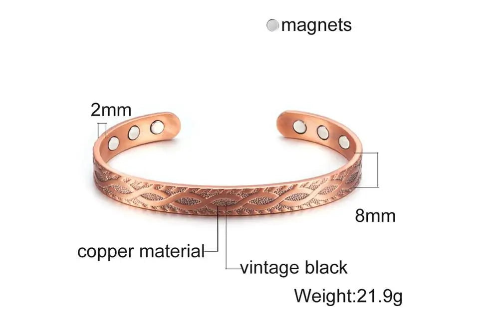 🧲 Spiritual Abacus Pure Copper Magnetic Bracelet – Adjustable Cuff for Arthritis Pain Relief