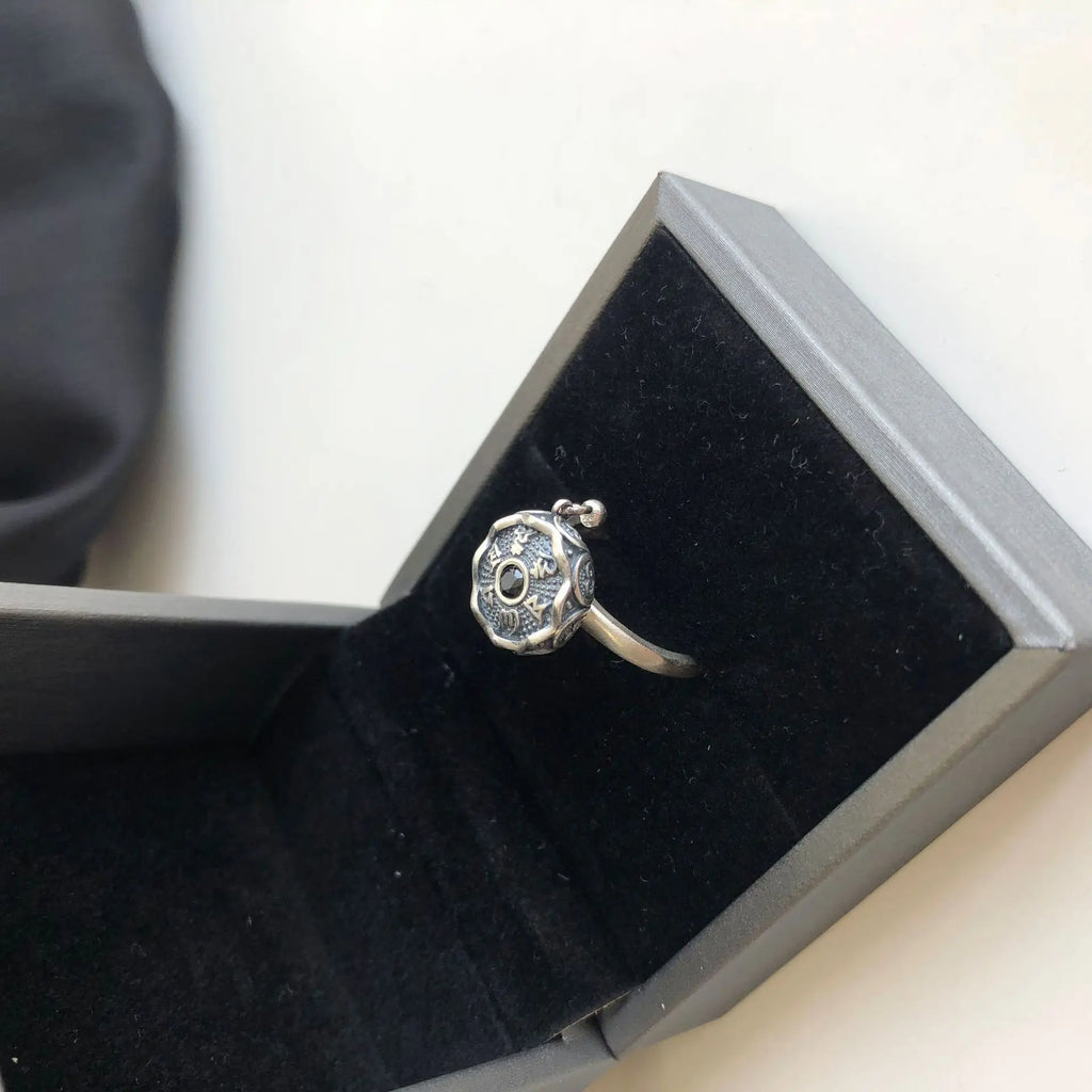 Spiritual Abacus™ Silver Prayer Wheel Ring – Tibetan OM Mantra & 7 Chakras Jewelry for Men & Women