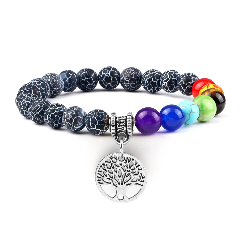 🌈 Spiritual Abacus 7 Chakra Tree of Life Bracelet Natural Stone Reiki Beads