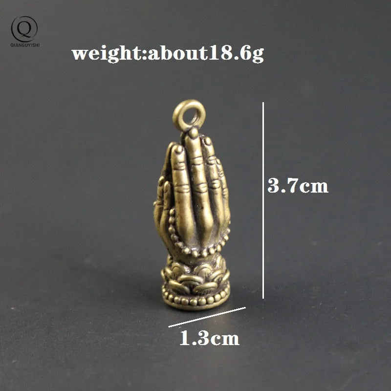 Spiritual Abacus™ Pure Copper Folded Hands Keychain – Buddha-Inspired Brass Pendant Charm for Mindful Living
