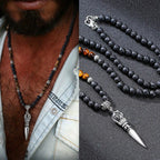 🗡️ Spiritual Abacus Tibetan Phurba Kilaya Necklace Tiger’s Eye & Lava Stone Necklace
