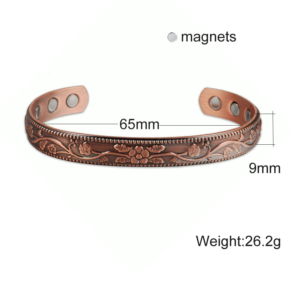 🧲 Spiritual Abacus Pure Copper Magnetic Bracelet – Adjustable Cuff for Arthritis Pain Relief
