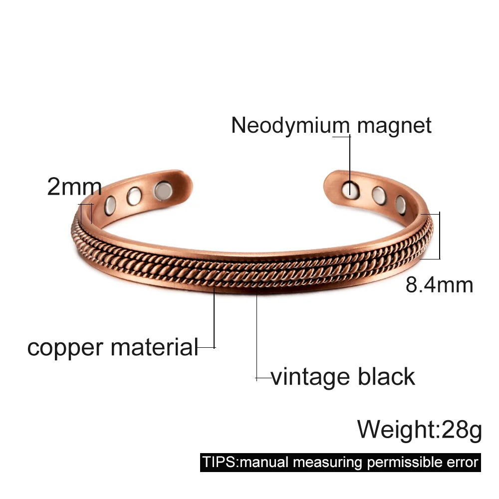 🧲 Spiritual Abacus Pure Copper Magnetic Bracelet – Adjustable Cuff for Arthritis Pain Relief