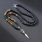 🗡️ Spiritual Abacus Tibetan Phurba Kilaya Necklace Tiger’s Eye & Lava Stone Necklace