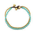 Spiritual Abacus™ Turquoise & Copper Bead Anklet – Bohemian Style Women’s Beach Jewelry with Bells