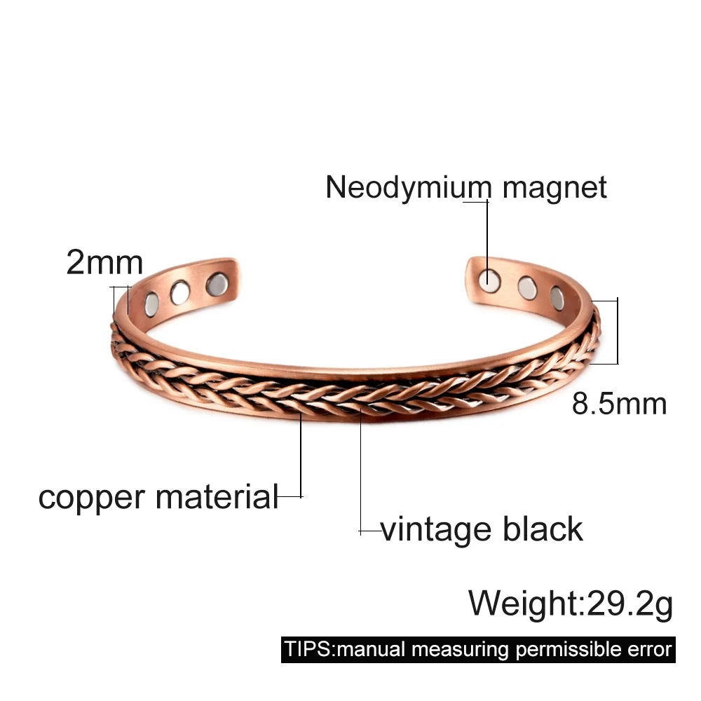 🧲 Spiritual Abacus Pure Copper Magnetic Bracelet – Adjustable Cuff for Arthritis Pain Relief