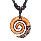 🌿 Spiritual Abacus Māori Spiral Koru Necklace – Tribal Style Imitation Yak Bone Pendant