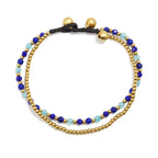 Spiritual Abacus™ Turquoise & Copper Bead Anklet – Bohemian Style Women’s Beach Jewelry with Bells