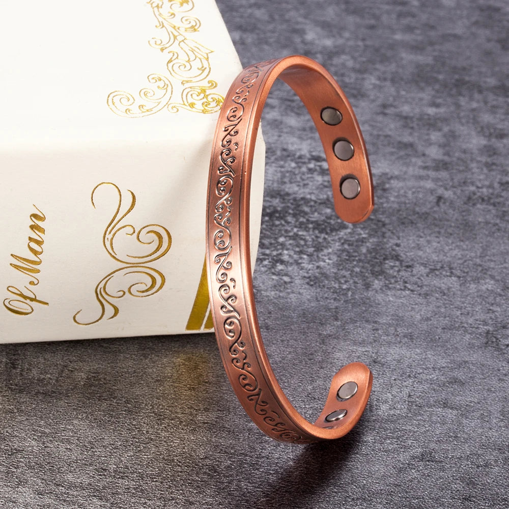 🧲 Spiritual Abacus Pure Copper Magnetic Bracelet – Adjustable Cuff for Arthritis Pain Relief