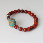 Spiritual Abacus™ Red Sandalwood OM Mala Bracelet – Tibetan Prayer Beads for Men & Women