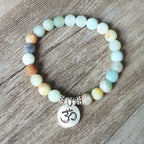 Spiritual Abacus™ Matte Amazonite Beaded Bracelet – Handmade OM Lotus Yoga Mala Jewelry for Men & Women