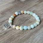 Spiritual Abacus™ Matte Amazonite Beaded Bracelet – Handmade OM Lotus Yoga Mala Jewelry for Men & Women
