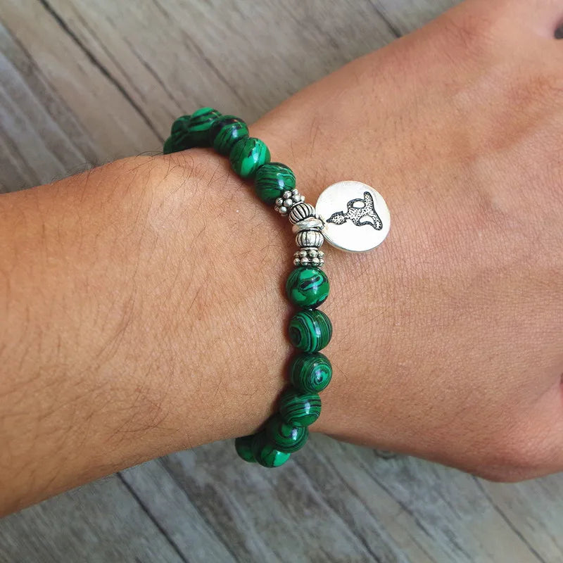 Spiritual Abacus™ Malachite Beaded Bracelet – Handmade Yoga Chakra Mala Bracelet for Meditation, Balance & Mindfulness