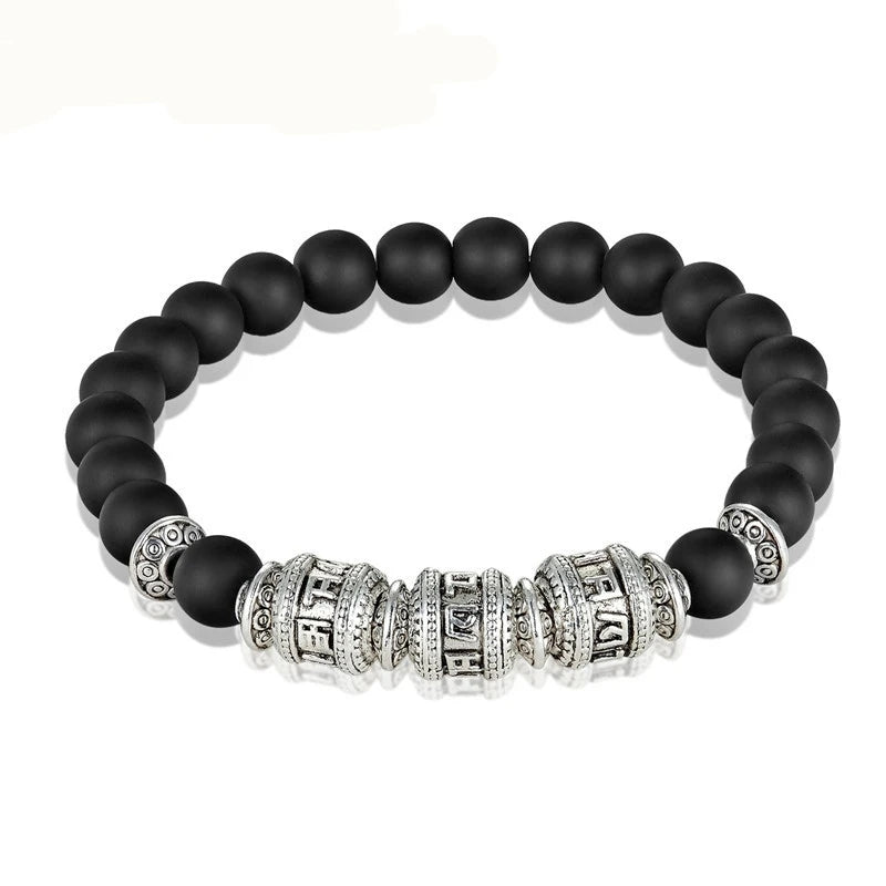 Spiritual Abacus™ Tiger Eye Mantra Beaded Bracelet – Natural Stone Unisex OM-Inspired Energy Bracelet