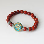 Spiritual Abacus™ Red Sandalwood OM Mala Bracelet – Tibetan Prayer Beads for Men & Women