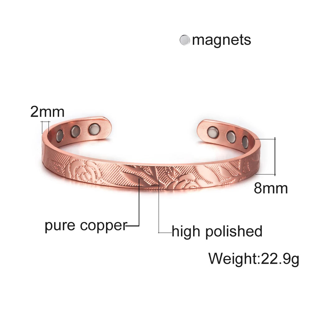 🧲 Spiritual Abacus Pure Copper Magnetic Bracelet – Adjustable Cuff for Arthritis Pain Relief