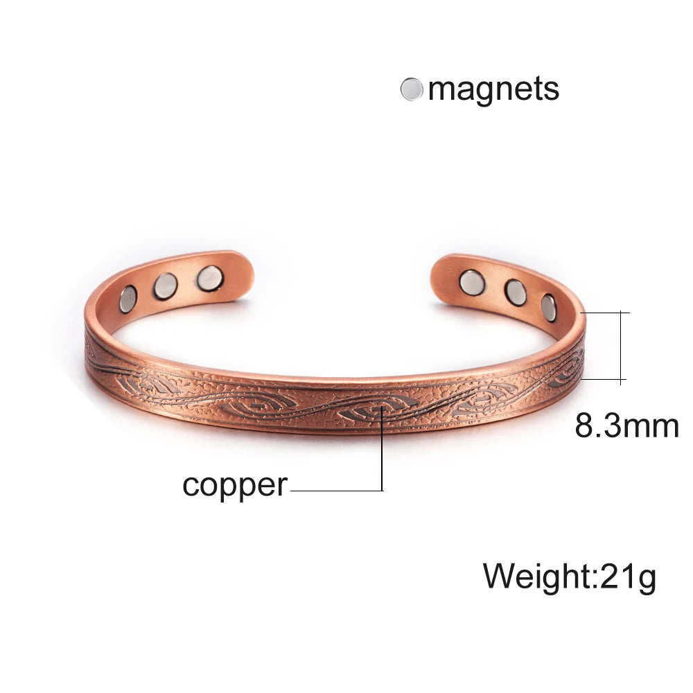 🧲 Spiritual Abacus Pure Copper Magnetic Bracelet – Adjustable Cuff for Arthritis Pain Relief