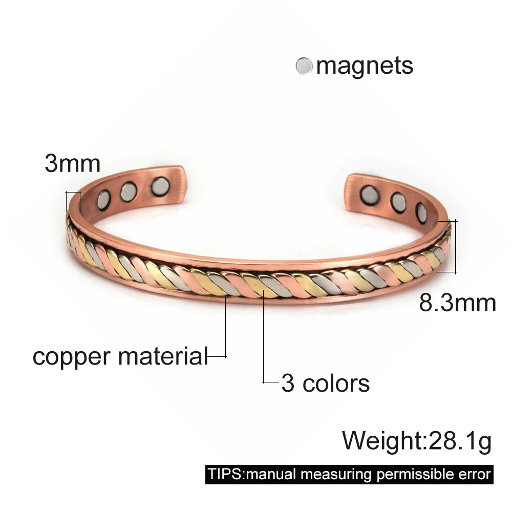 🧲 Spiritual Abacus Pure Copper Magnetic Bracelet – Adjustable Cuff for Arthritis Pain Relief